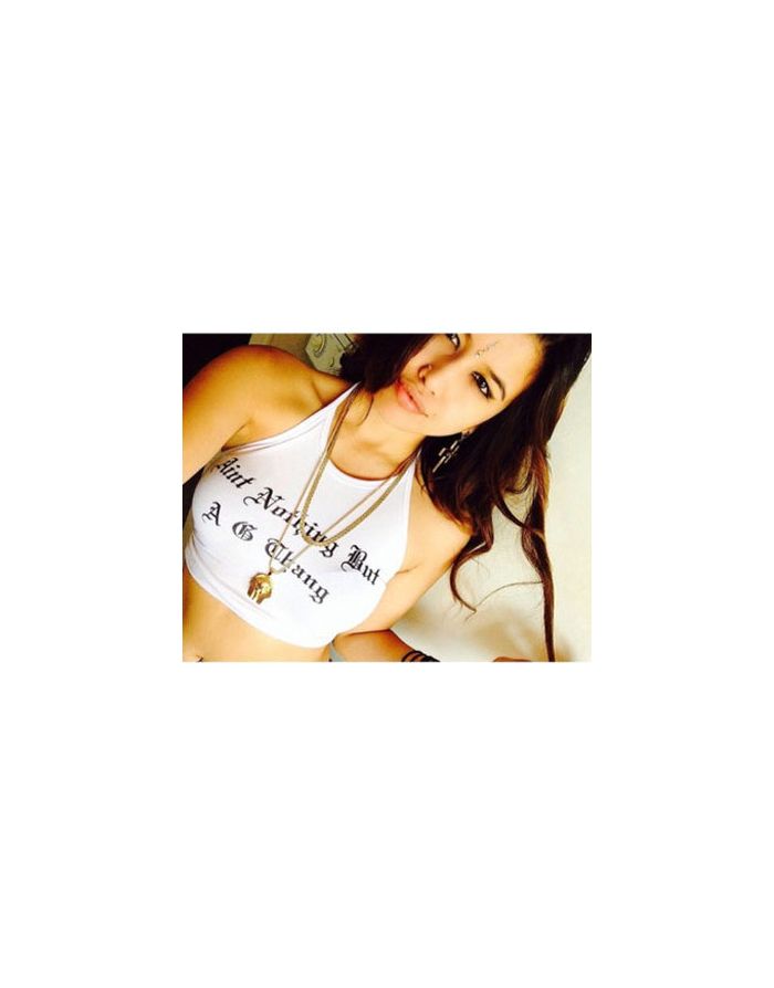 Sexy Letters Printed Sleeveless Cotton T-shirt Short Cropped Camisole